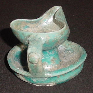 アンティーク ペルシャ陶器 銀化のオイルランプ ＜ギャラリー